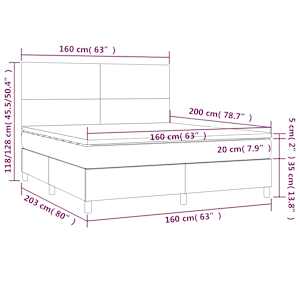 Box spring postel s matrací a LED černá 160x200 cm textil - obrázek 8