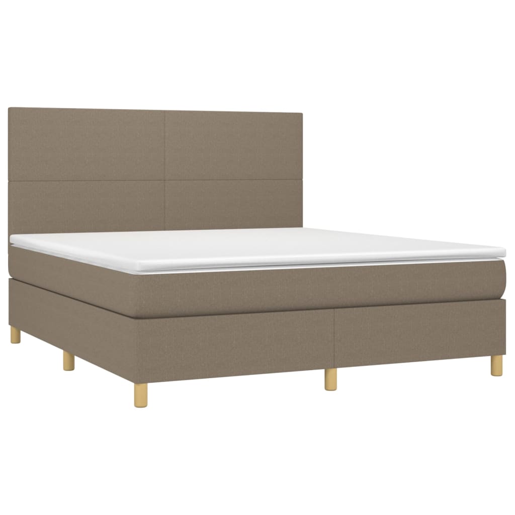 vidaXL Posteľ boxsping s matracom a LED sivohnedá 160x200 cm látka