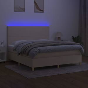 Box spring postel s matrací a LED krémová 160x200 cm textil - obrázek 4