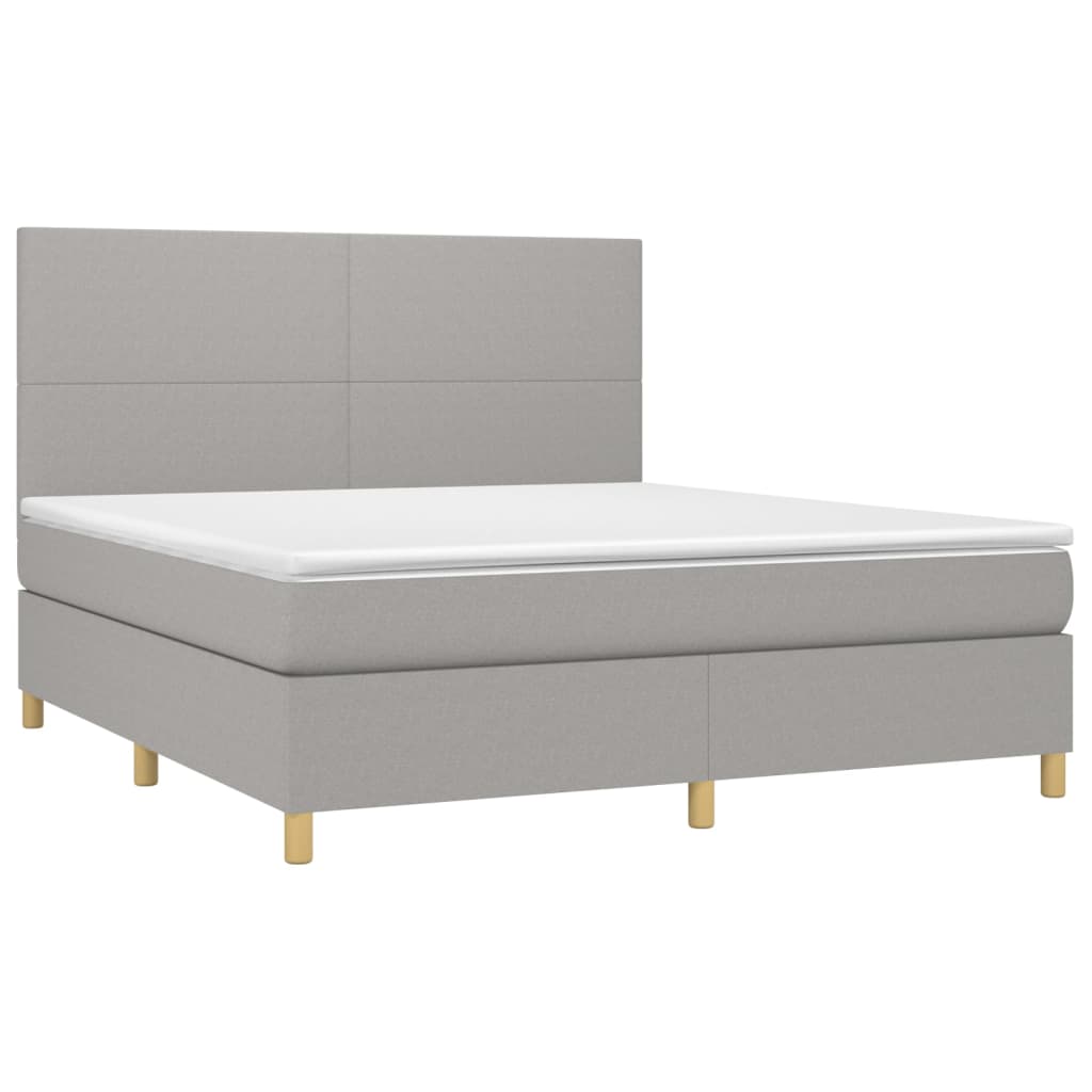 Thumbnail - vidaXL Boxspringbett mit Matratze & LED Hellgrau 180x200 cm Stoff