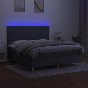 Box spring postel s matrací a LED tmavě šedá 180x200 cm textil - obrázek 4