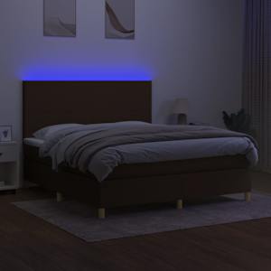 Box spring postel s matrací a LED tmavě hnědá 180x200 cm textil - obrázek 4