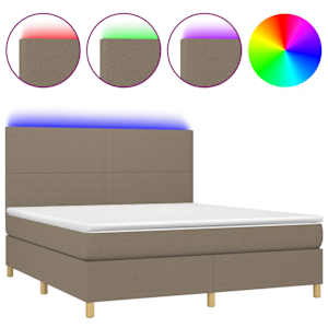 Box spring postel s matrací a LED taupe 180x200 cm textil - obrázek 2