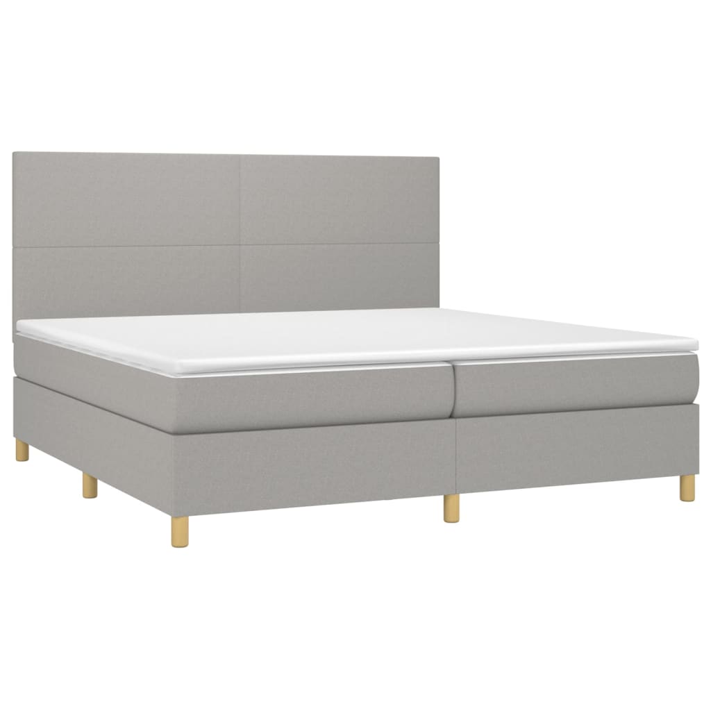 Thumbnail - vidaXL Boxspringbett mit Matratze & LED Hellgrau 200x200 cm Stoff