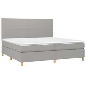 Box spring postel s matrací a LED světle šedá 200x200 cm textil - obrázek 3