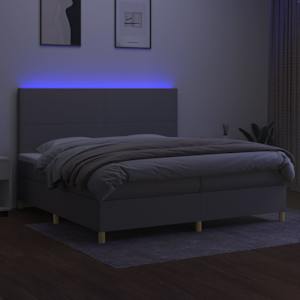 Box spring postel s matrací a LED světle šedá 200x200 cm textil - obrázek 4