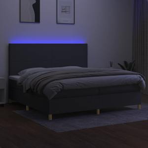 Box spring postel s matrací a LED tmavě šedá 200x200 cm textil - obrázek 4