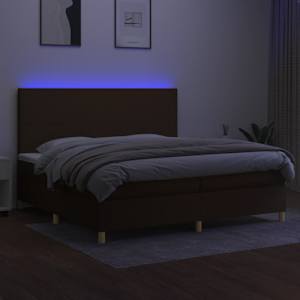Box spring postel s matrací a LED tmavě hnědá 200x200 cm textil - obrázek 4
