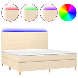 Box spring postel s matrací a LED krémová 200x200 cm textil - obrázek 2