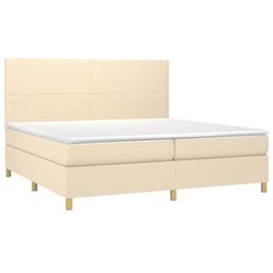 Box spring postel s matrací a LED krémová 200x200 cm textil - obrázek 3
