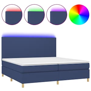 Box spring postel s matrací a LED modrá 200x200 cm textil - obrázek 2