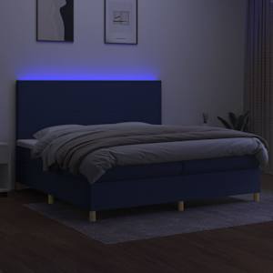 Box spring postel s matrací a LED modrá 200x200 cm textil - obrázek 4
