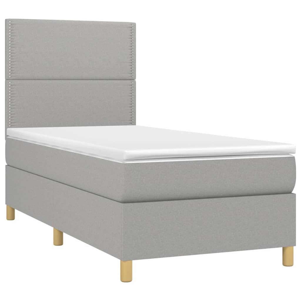 vidaXL Boxspring met matras en LED stof lichtgrijs 80x200 cm afbeelding