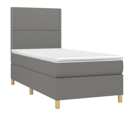 vidaXL Letto a Molle Materasso e LED Grigio Scuro 80x200 cm in Tessuto
