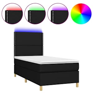 vidaXL kontinentaalvoodi madrats ja LED, must, 80x200 cm, kangas