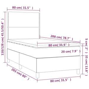 Box spring postel s matrací a LED černá 80 x 200 cm textil - obrázek 8