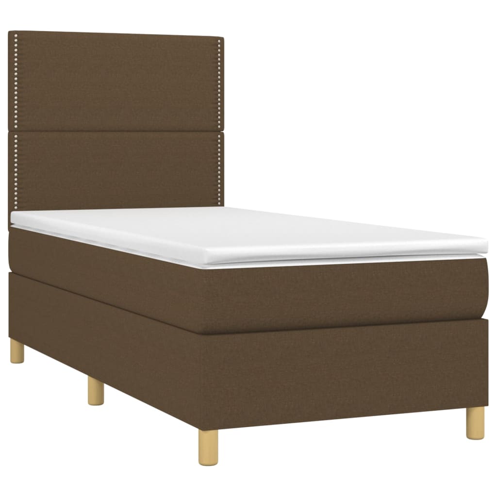 vidaXL Boxspring met matras en LED stof donkerbruin 80x200 cm afbeelding