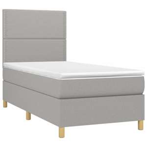 Box spring postel s matrací a LED světle šedá 100x200 cm textil - obrázek 3