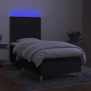 Box spring postel s matrací a LED černá 100x200 cm textil - obrázek 4