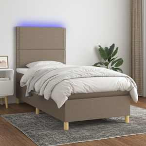 Box spring postel s matrací a LED taupe 100x200 cm textil - obrázek 1