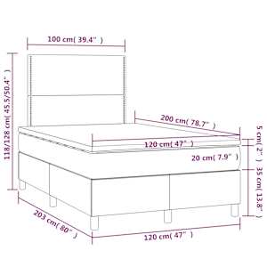 Box spring postel s matrací a LED světle šedá 120x200 cm textil - obrázek 8