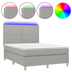 Box spring postel s matrací a LED světle šedá 140x190 cm textil - obrázek 2