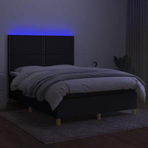 Box spring postel s matrací a LED černá 140x190 cm textil - obrázek 4