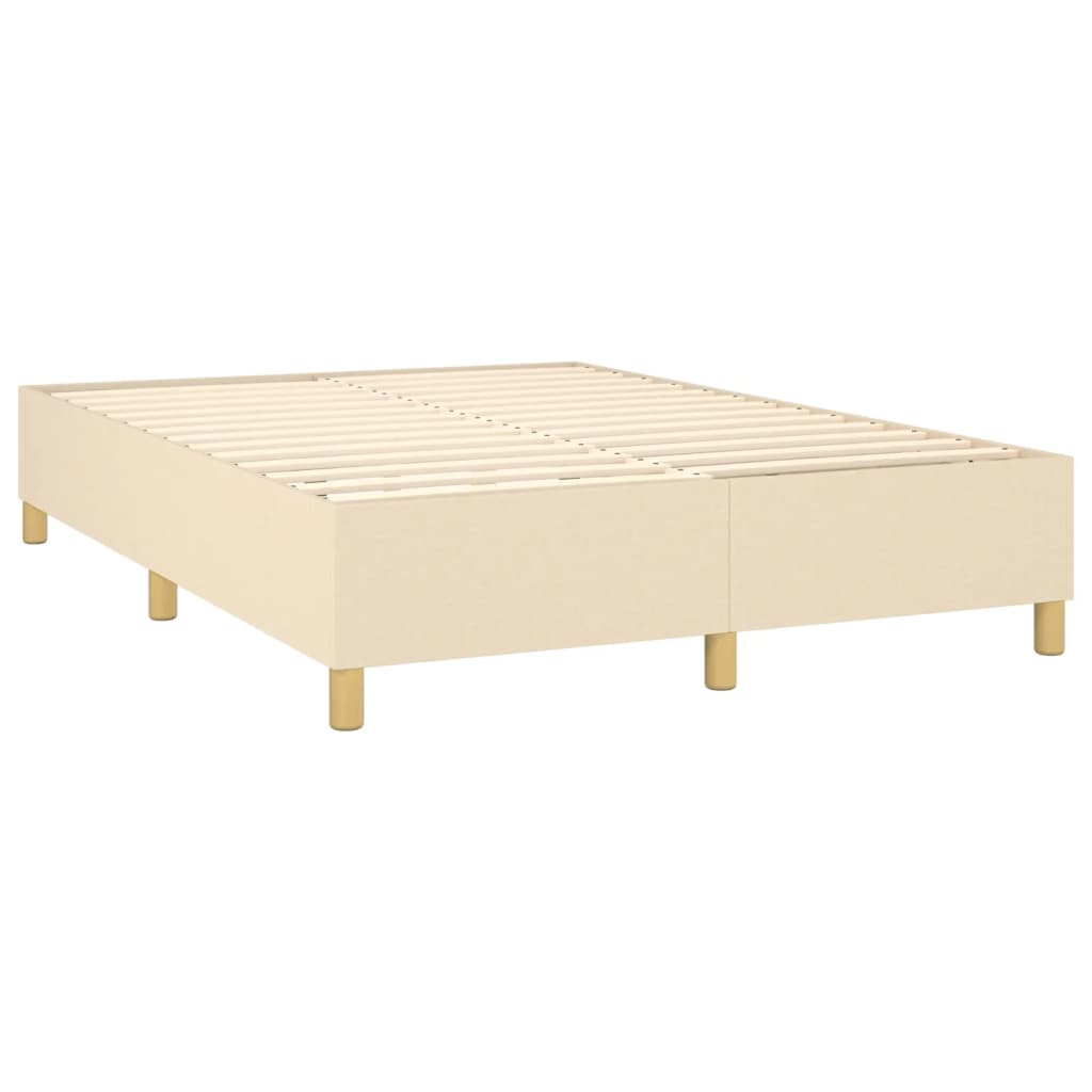 Box spring postel s matrací a LED krémová 140x190 cm textil