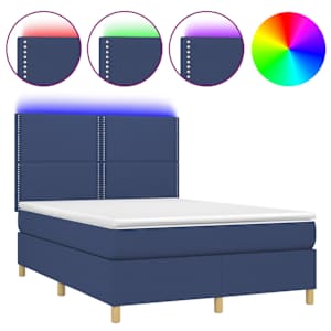 Box spring postel s matrací a LED modrá 140x190 cm textil - obrázek 2