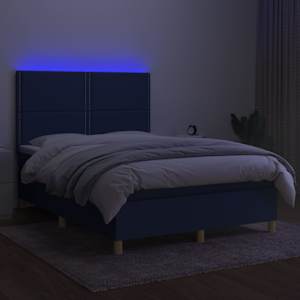 Box spring postel s matrací a LED modrá 140x190 cm textil - obrázek 4