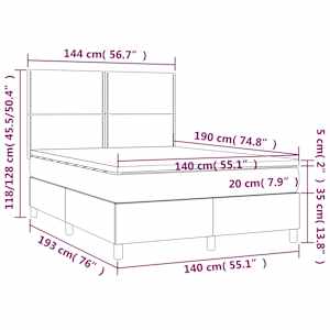 Box spring postel s matrací a LED modrá 140x190 cm textil - obrázek 8