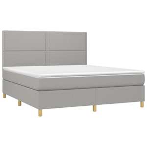 Box spring postel s matrací a LED světle šedá 180x200 cm textil - obrázek 3