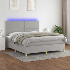 Box spring postel s matrací a LED světle šedá 180x200 cm textil - obrázek 4