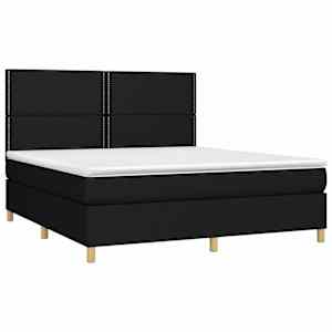 Box spring postel s matrací a LED černá 180x200 cm textil - obrázek 3