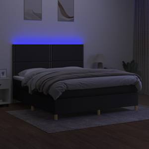 Box spring postel s matrací a LED černá 180x200 cm textil - obrázek 4
