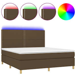 Box spring postel s matrací a LED tmavě hnědá 180x200 cm textil - obrázek 2