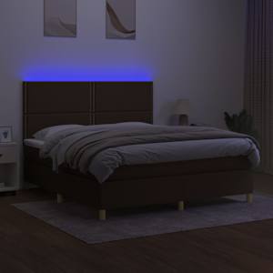 Box spring postel s matrací a LED tmavě hnědá 180x200 cm textil - obrázek 4