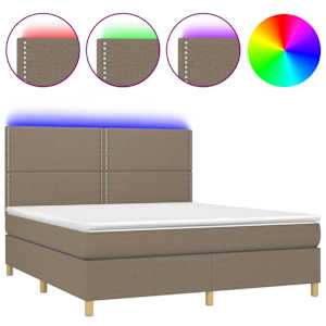 Box spring postel s matrací a LED taupe 180x200 cm textil - obrázek 2