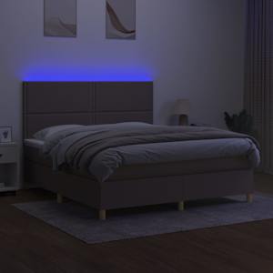 Box spring postel s matrací a LED taupe 180x200 cm textil - obrázek 4