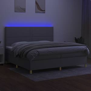 Box spring postel s matrací a LED světle šedá 200x200 cm textil - obrázek 4