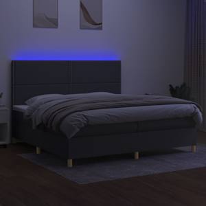 Box spring postel s matrací a LED tmavě šedá 200x200 cm textil - obrázek 4