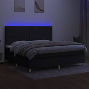 Box spring postel s matrací a LED černá 200x200 cm textil - obrázek 4