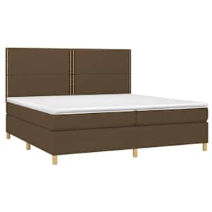 vidaXL Box Spring Bed with Mattress&LED Dark Brown 200x200 cm Fabric