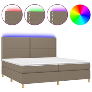 Box spring postel s matrací a LED taupe 200x200 cm textil - obrázek 2