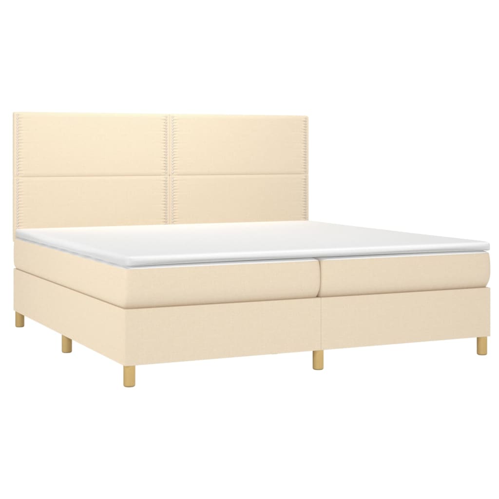 vidaXL Boxspring met matras en LED stof crèmekleurig 200x200 cm afbeelding