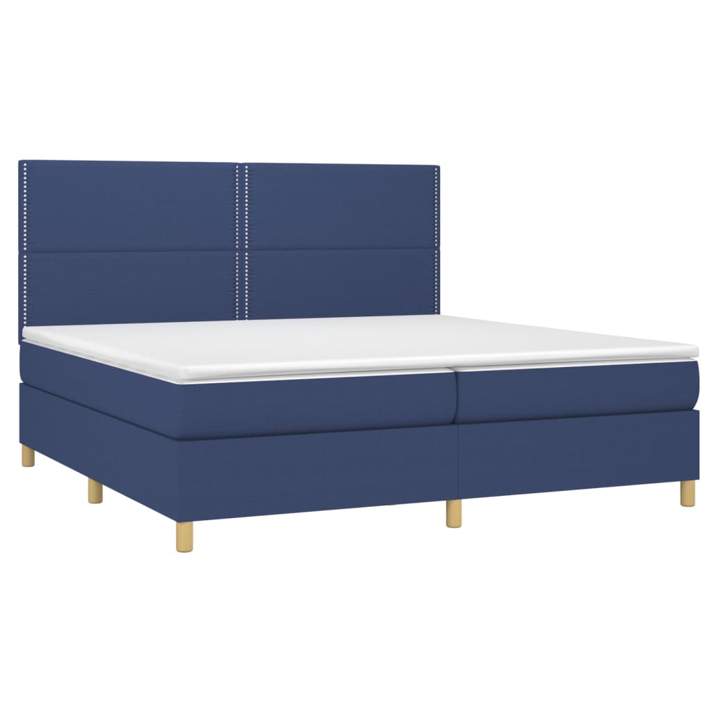 vidaXL Boxspring met matras en LED stof blauw 200x200 cm afbeelding