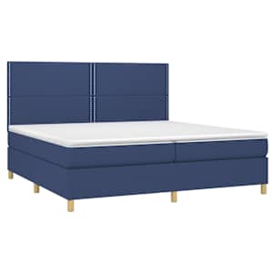 Box spring postel s matrací a LED modrá 200x200 cm textil - obrázek 3