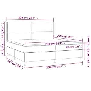 Box spring postel s matrací a LED modrá 200x200 cm textil - obrázek 8