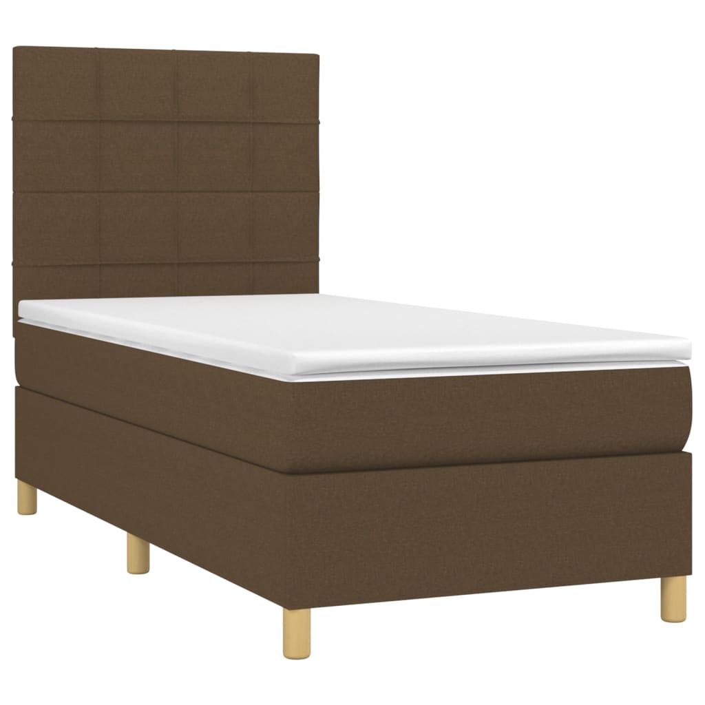 vidaXL Boxspring met matras en LED stof donkerbruin 80x200 cm afbeelding