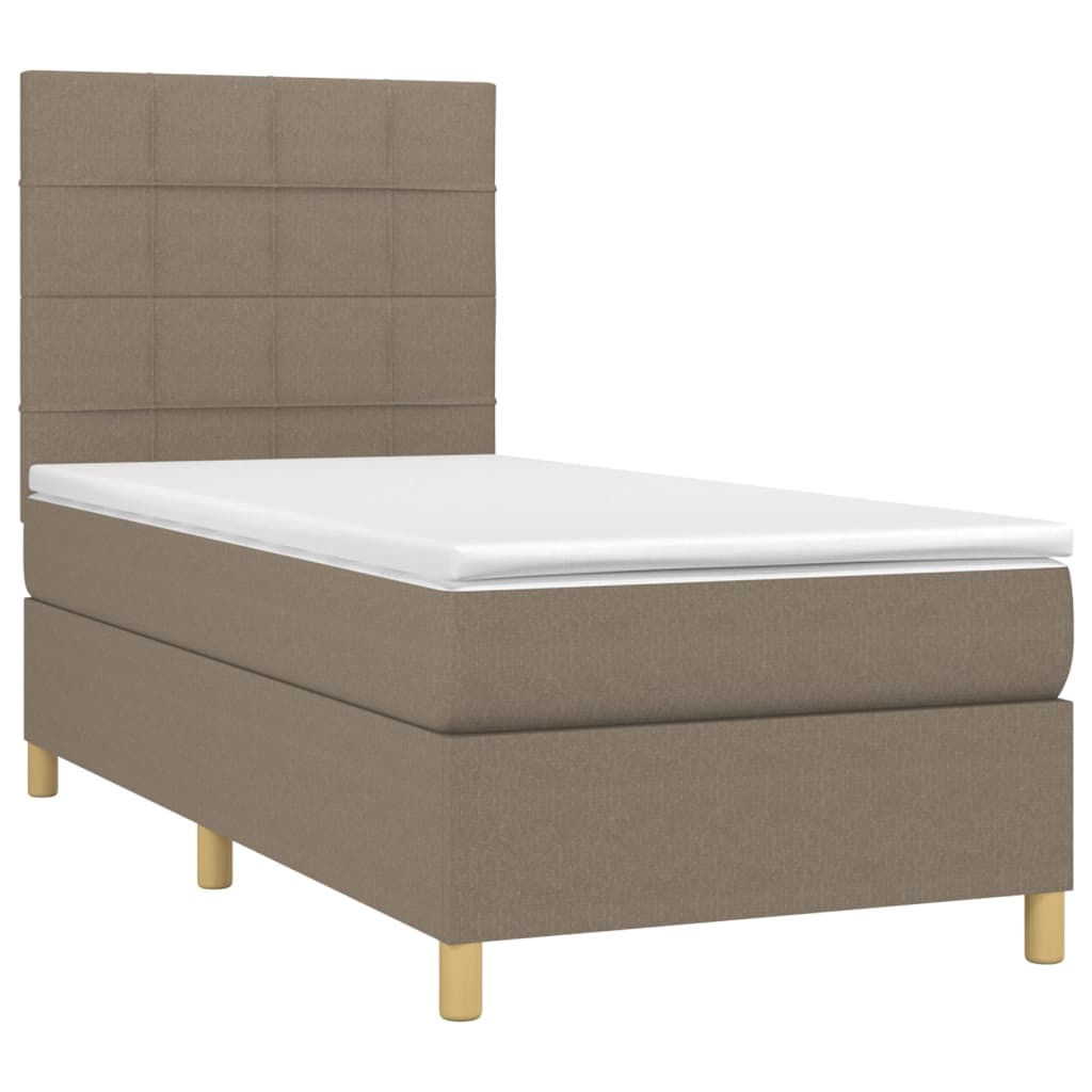 vidaXL Boxspring met matras en LED stof taupe 80x200 cm afbeelding